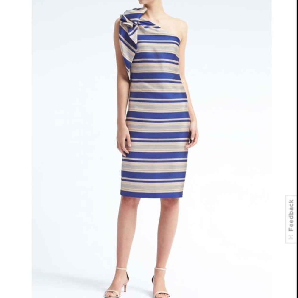 One Shoulder Striped Banana Republic Dress (NWT)